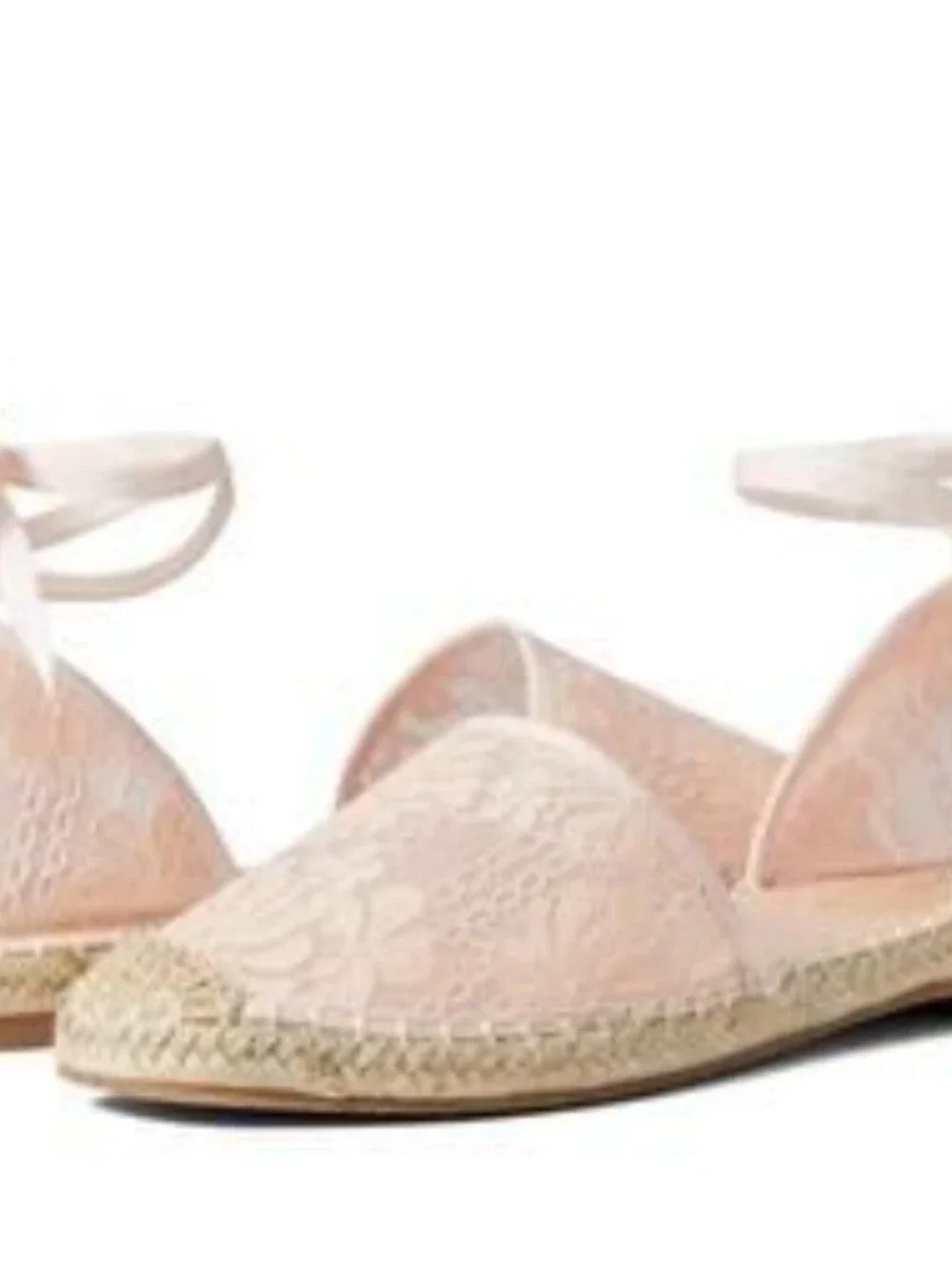 Badgley Mischka Espadrille flats Pink Lace Ankle Tie Girlie Feminine Dainty 8.5